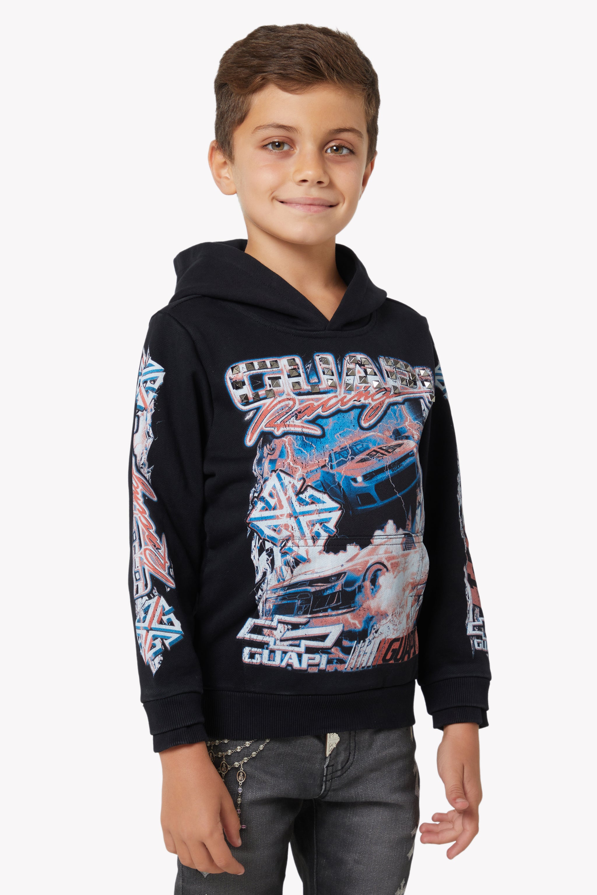 Black Nitro Drift Kids Hoodie