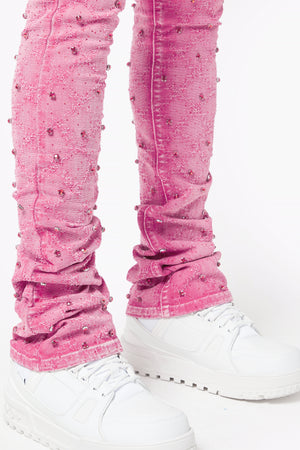Vintage Pink Embellished Denim