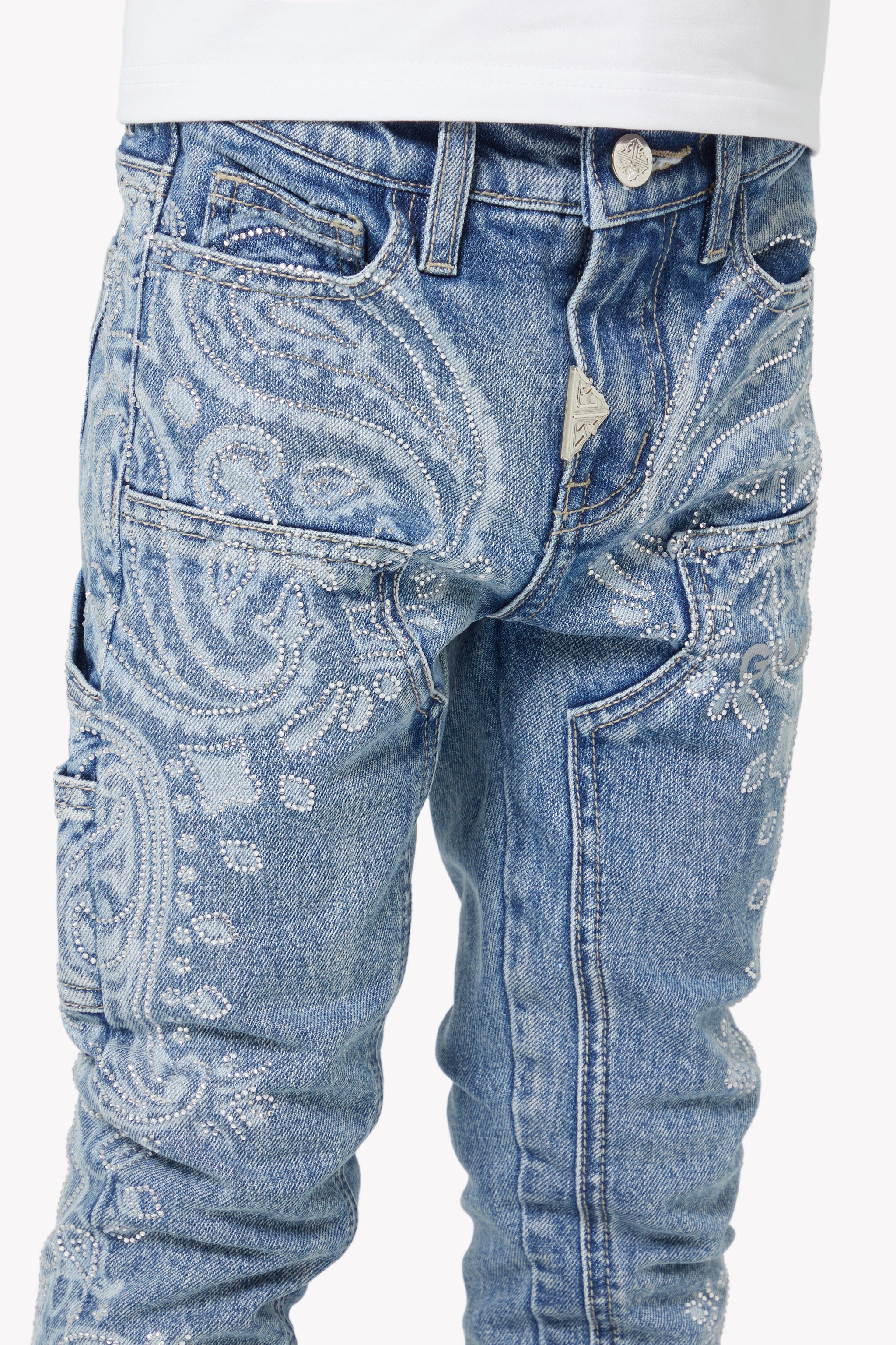 Vintage Blue Paisley Kids Denim