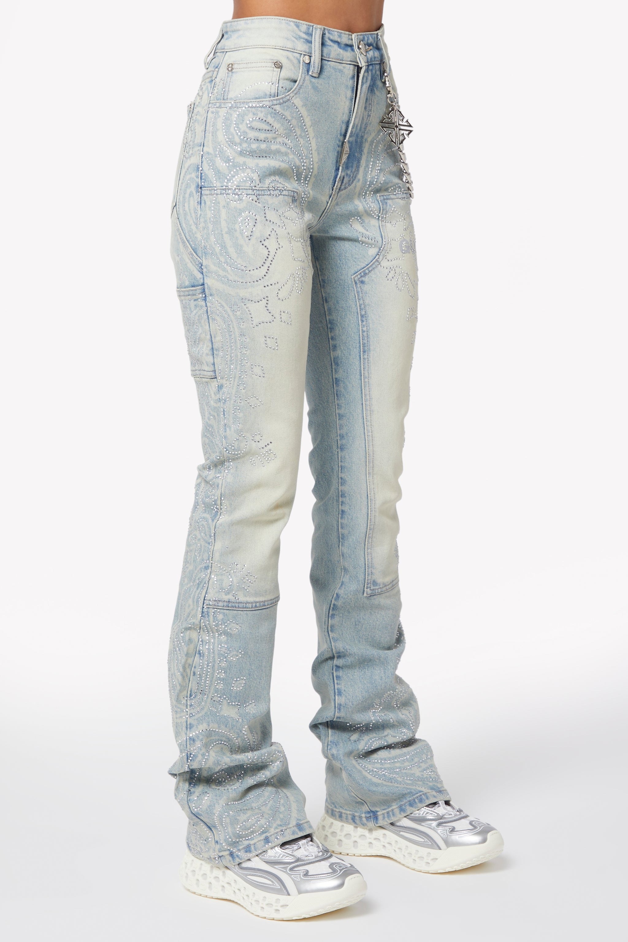 Aqua Blue Paisley Denim