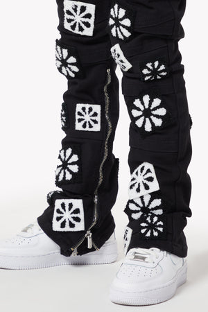 Obsidian Black Flowers Kids Denim
