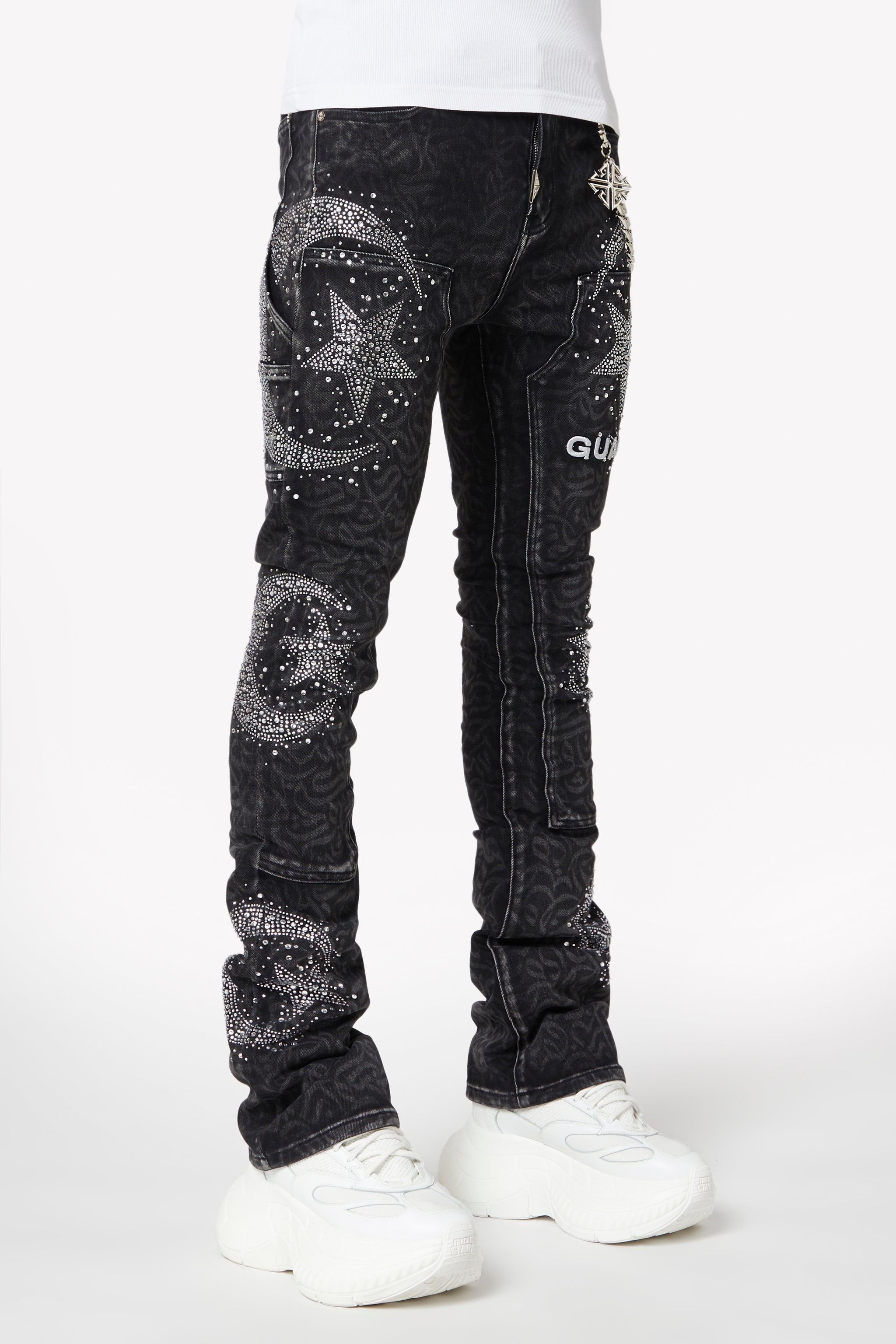 Obsidian Black Calligraphy Denim