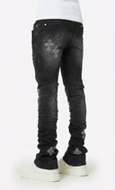 Obsidian Black Faded Cross Denim