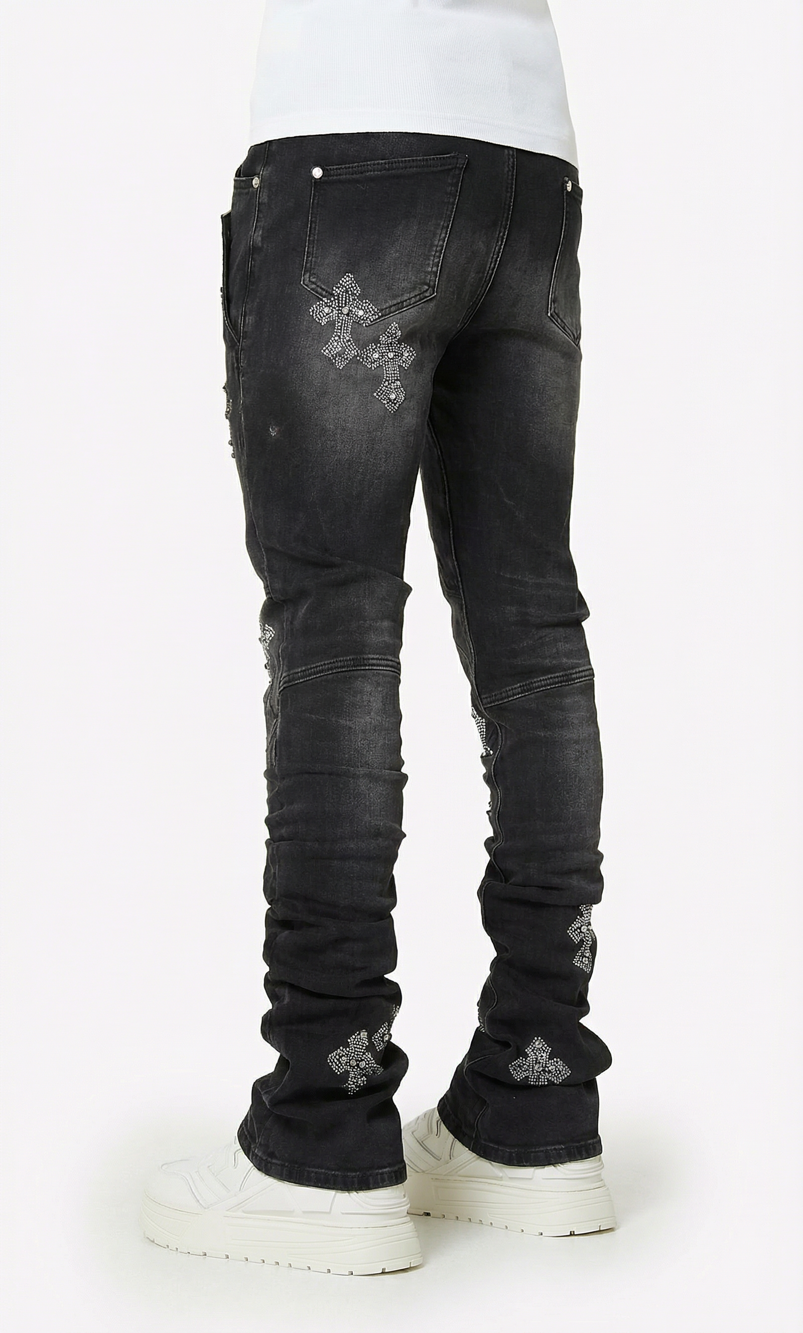 Obsidian Black Faded Cross Denim