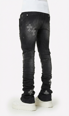 Obsidian Black Faded Cross Denim - Guapi Clothing