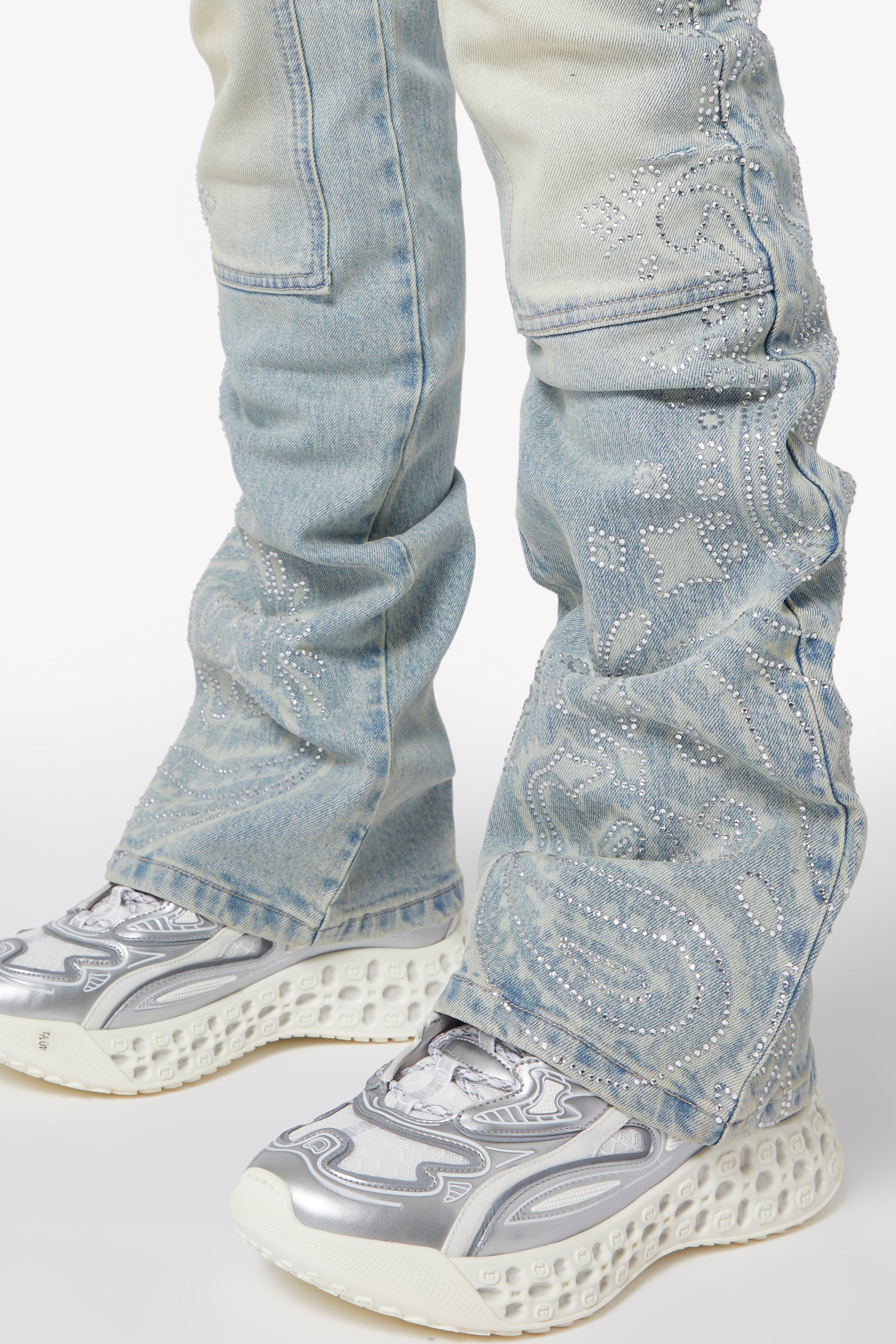 Aqua Blue Paisley Denim