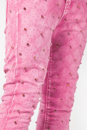 Vintage Pink Embellished Denim