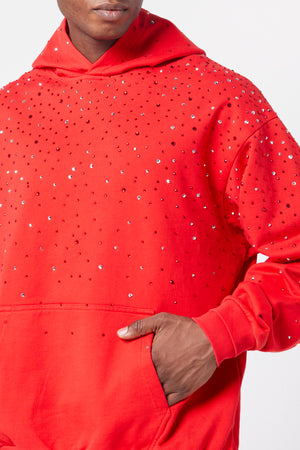 Blood Red Embellished Hoodie