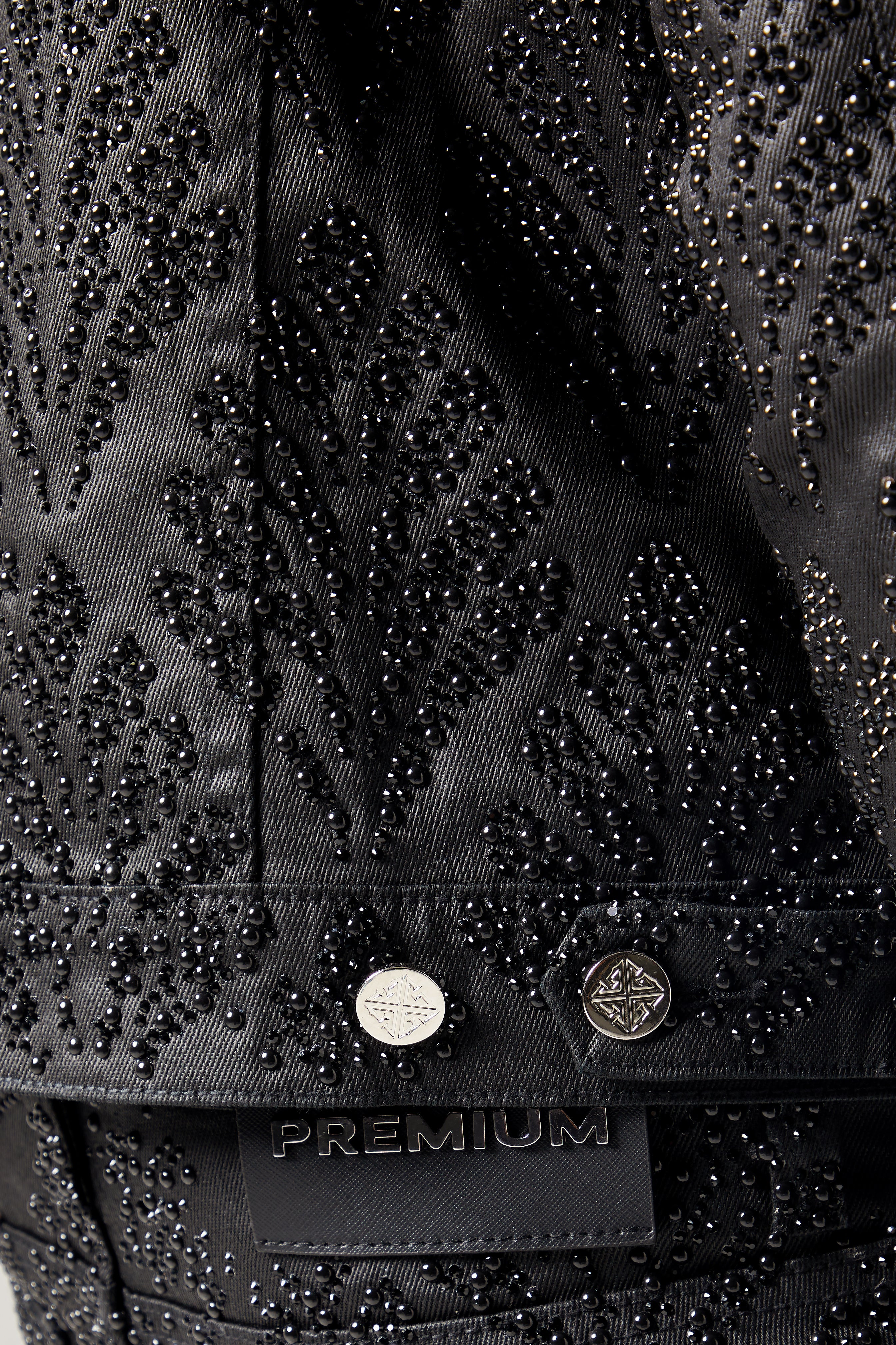 All Black Embellished Denim Jacket V3 – GUAPI CLOTHING FZ-LLC