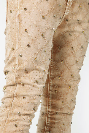 Vintage Khaki Embellished Denim