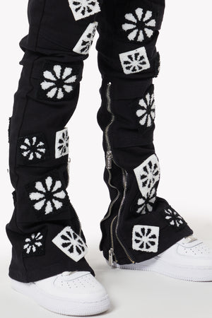 Obsidian Black Flowers Kids Denim
