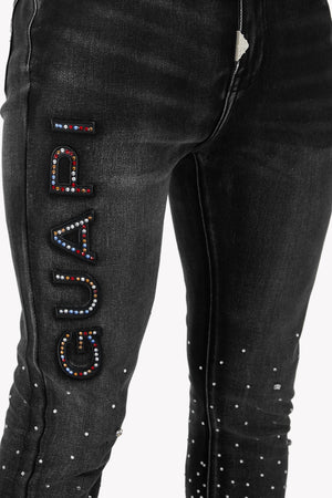 Iron Grey Embellished Denim
