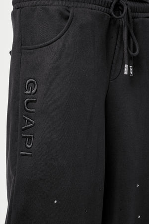 Obsidian Black Embellished Flared Sweat Pants