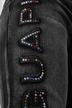 Iron Grey Embellished Denim