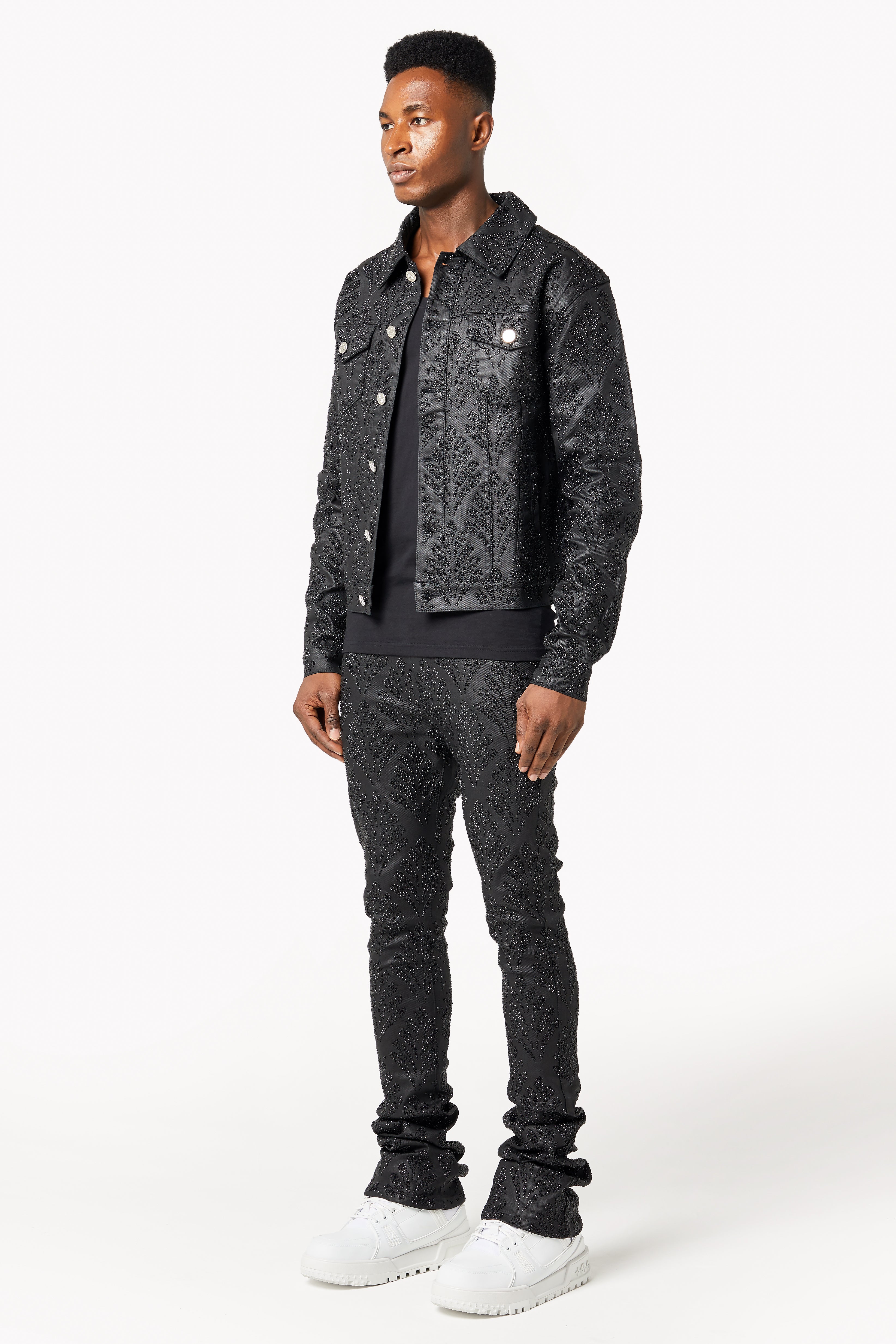 All Black Embellished Denim Jacket V3 – GUAPI CLOTHING FZ-LLC