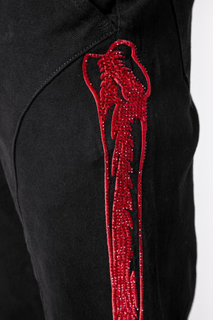 Obsidian Black Skeleton Flared Denim V2