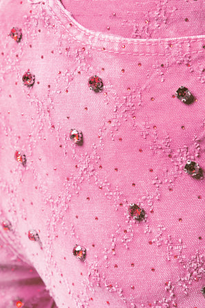 Vintage Pink Embellished Denim