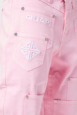French Rose Pockets Flared Denim