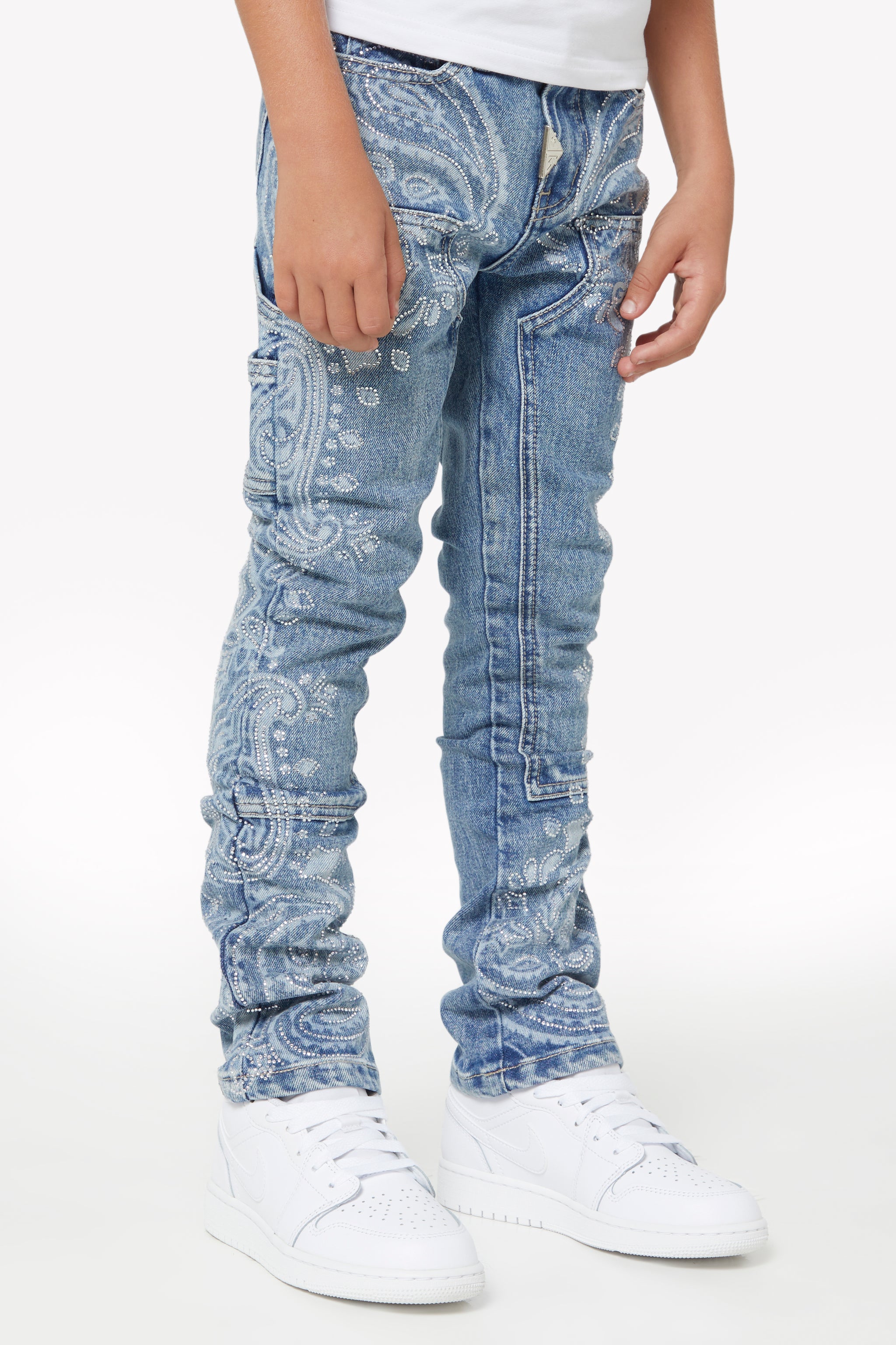 Vintage Blue Paisley Kids Denim