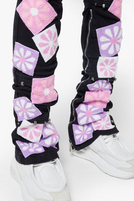 Obsidian Black Flowers Denim V2 - Guapi Clothing