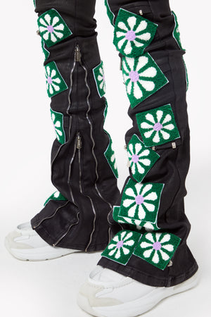Obsidian Black Waxed Flowers Denim