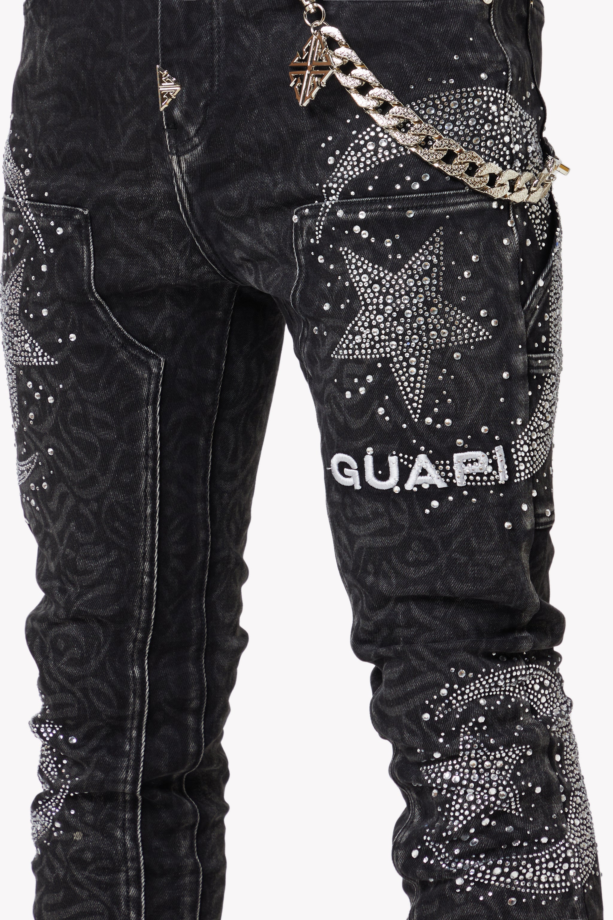 Obsidian Black Calligraphy Denim