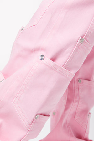 French Rose Pockets Flared Denim