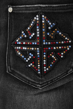 Iron Grey Embellished Denim