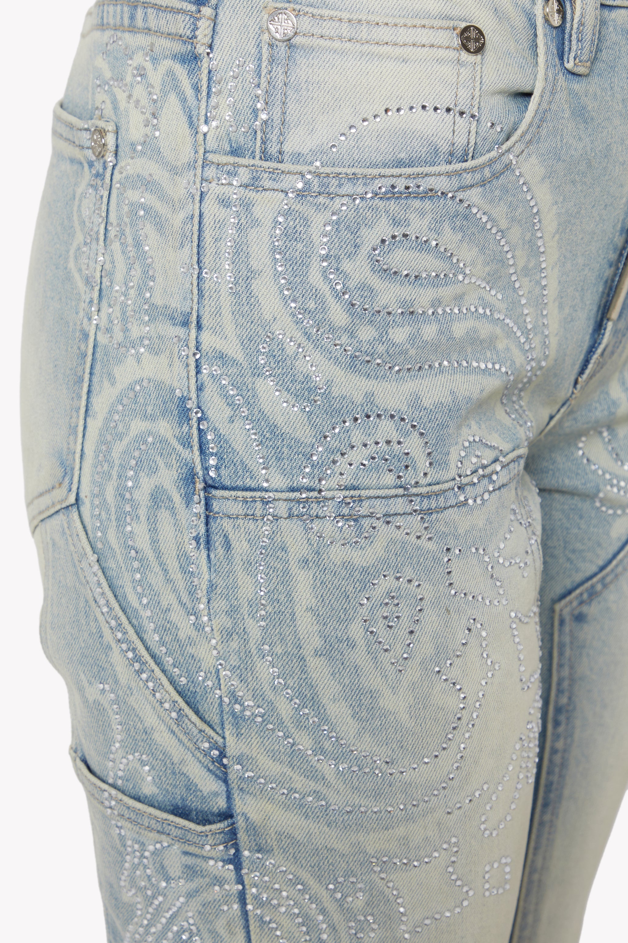 Aqua Blue Paisley Denim