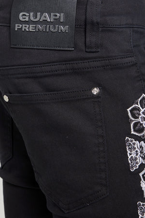Obsidian Black Flowers Regular Denim