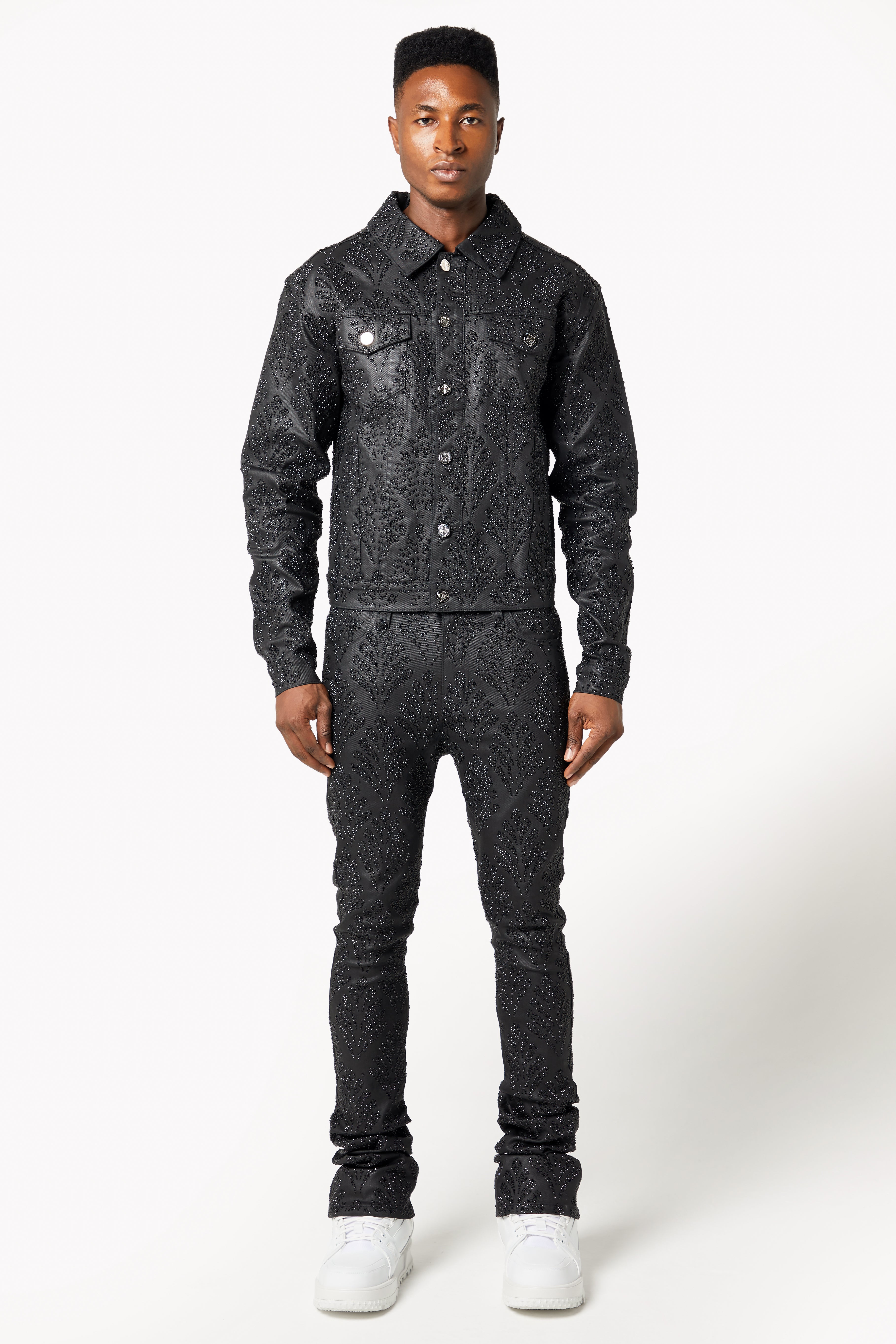 All Black Embellished Denim Jacket V3 – GUAPI CLOTHING FZ-LLC