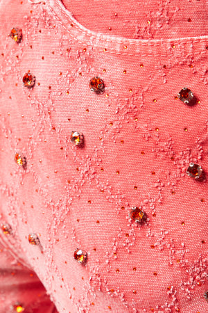 Vintage Red Embellished Denim