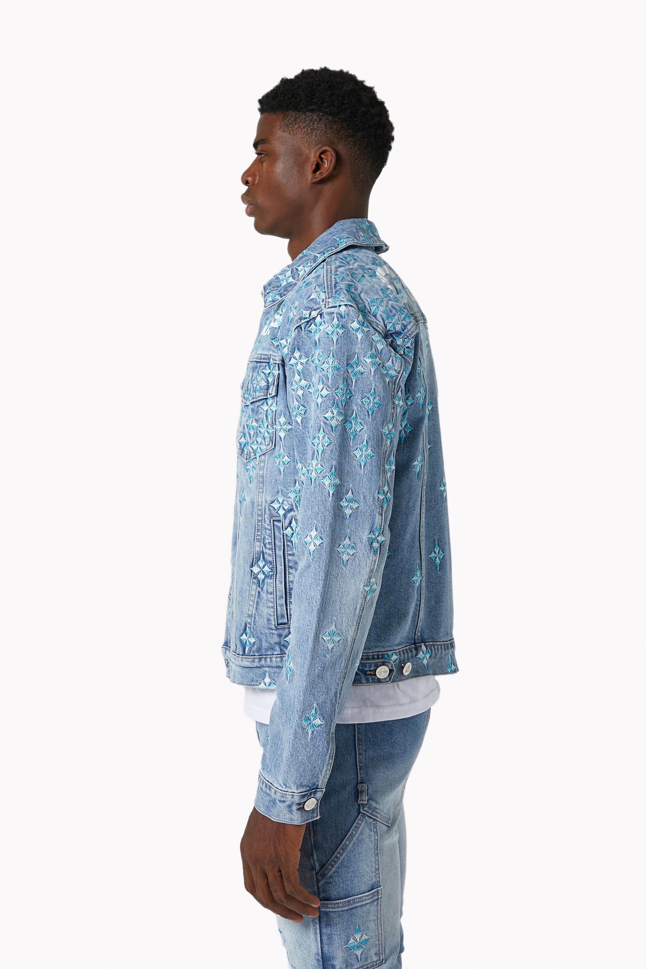 Aqua Blue Starflare Denim Jacket – GUAPI CLOTHING FZ-LLC