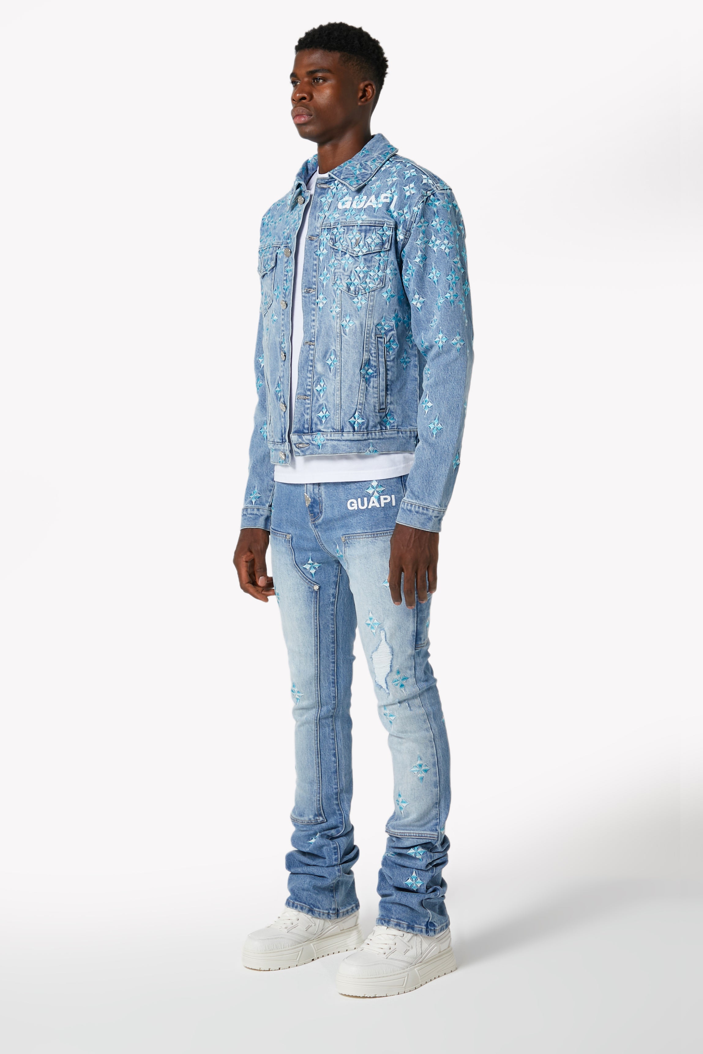 Aqua Blue Starflare Denim Jacket – GUAPI CLOTHING FZ-LLC
