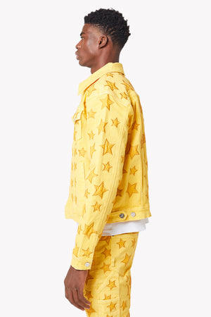 Cyber Yellow Stars Denim Jacket
