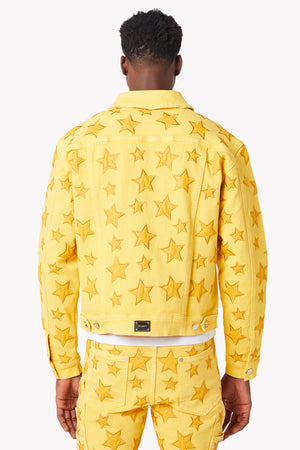 Cyber Yellow Stars Denim Jacket