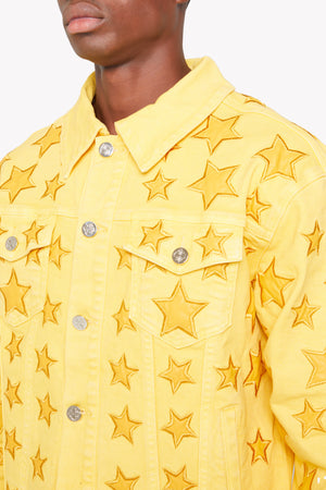 Cyber Yellow Stars Denim Jacket