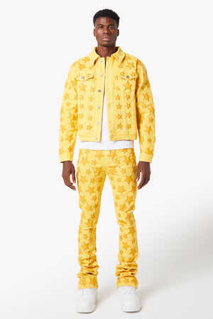 Cyber Yellow Stars Denim Jacket