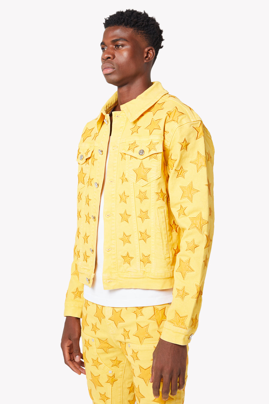 Cyber Yellow Stars Denim Jacket