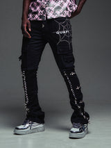 Obsidian Black Spikes Cargo Denim