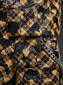 Gold Skull Plaid Leather Shorts