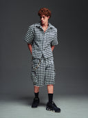 White Houndstooth Furry Shirt
