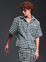 White Houndstooth Furry Shirt