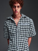 White Houndstooth Furry Shirt