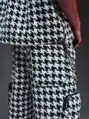 White Houndstooth Furry Shorts