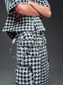 White Houndstooth Furry Shorts