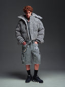White Houndstooth Furry Shorts