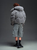 White Houndstooth Furry Shorts