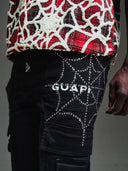 Obsidian Black Spikes Cargo Denim