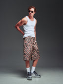 Charcoal Plaid Leather Shorts